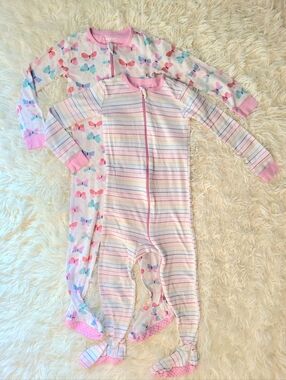 Long Sleeve The Childrens Place Cotton Zipup Footed Pajamas Set 2T